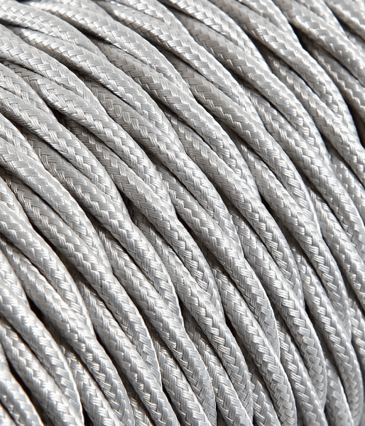 Textilkabel Silber verdrillt, 3 x 0,75mm²