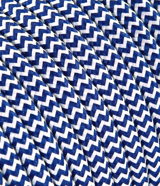 Textilkabel Blau/Weiss "Zick-Zack" TO110, 3 x 0,75mm²