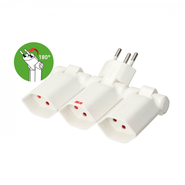 Mehrfachstecker Clip-Clap 3x Typ13 3-polig Weiss