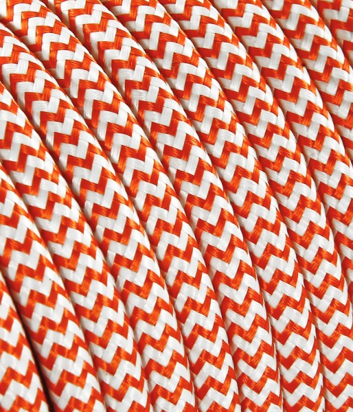 Textilkabel Orange/Weiss "Zick-Zack" TO105, 3 x 0,75mm²