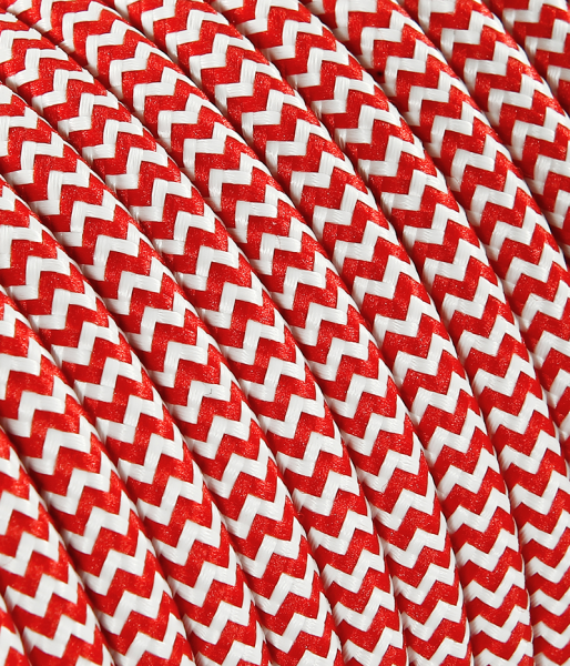 Textilkabel Rot/Weiss "Zick-Zack" TO107, 3 x 0,75mm²