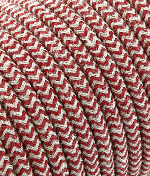 Textilkabel Sabbia/Cherry "Zick-Zack" TO448, 3 x 0,75mm²
