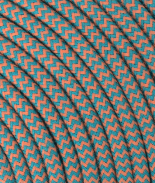 Textilkabel Mandarine/ Smaragd Grün "Zick-Zack" TO439|TO429, 3 x 0,75mm²