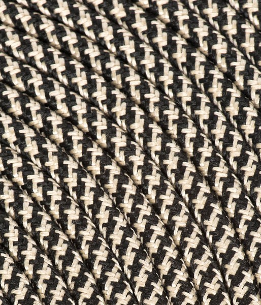 Textilkabel Sabbia/Schwarz "Caro" TO550, 2 x 0,75mm²