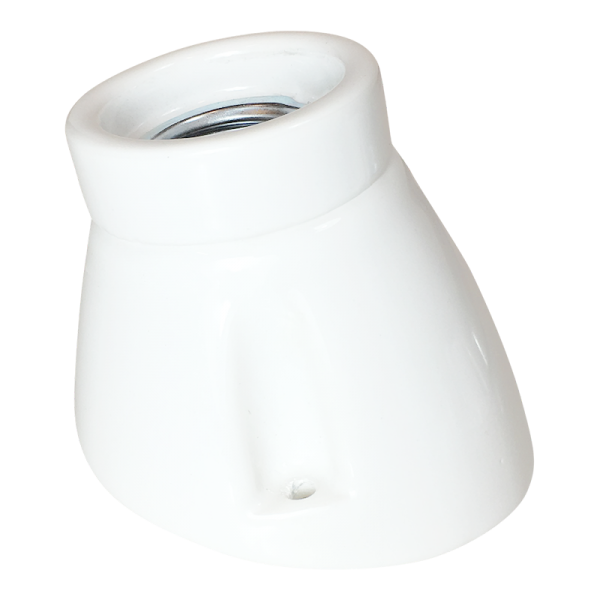Aufbaufassung E27 Porzellan "schräg" Weiss