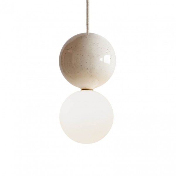 Keramik Pendellampe Mizar S - speckled white | atelier mond