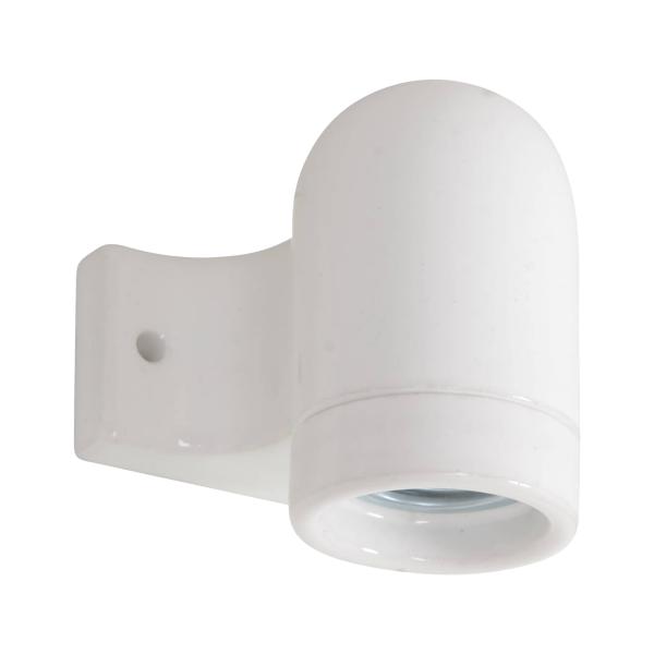 Lampenfassung Wand E27 Porzellan 90° Weiss
