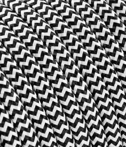 Textilkabel Schwarz/Weiss "Zick-Zack" TO112, 2 x 0,75mm²